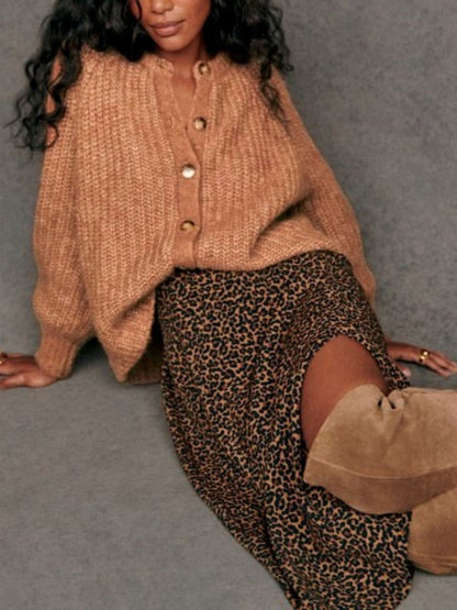 French Solid Color Cardigan Plush Sweater