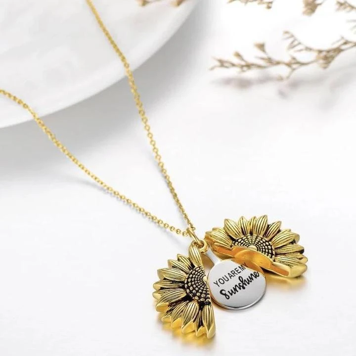 🌻"YOU ARE MY SUNSHINE" SUNFLOWER NECKLACE WITH GIFT BOX