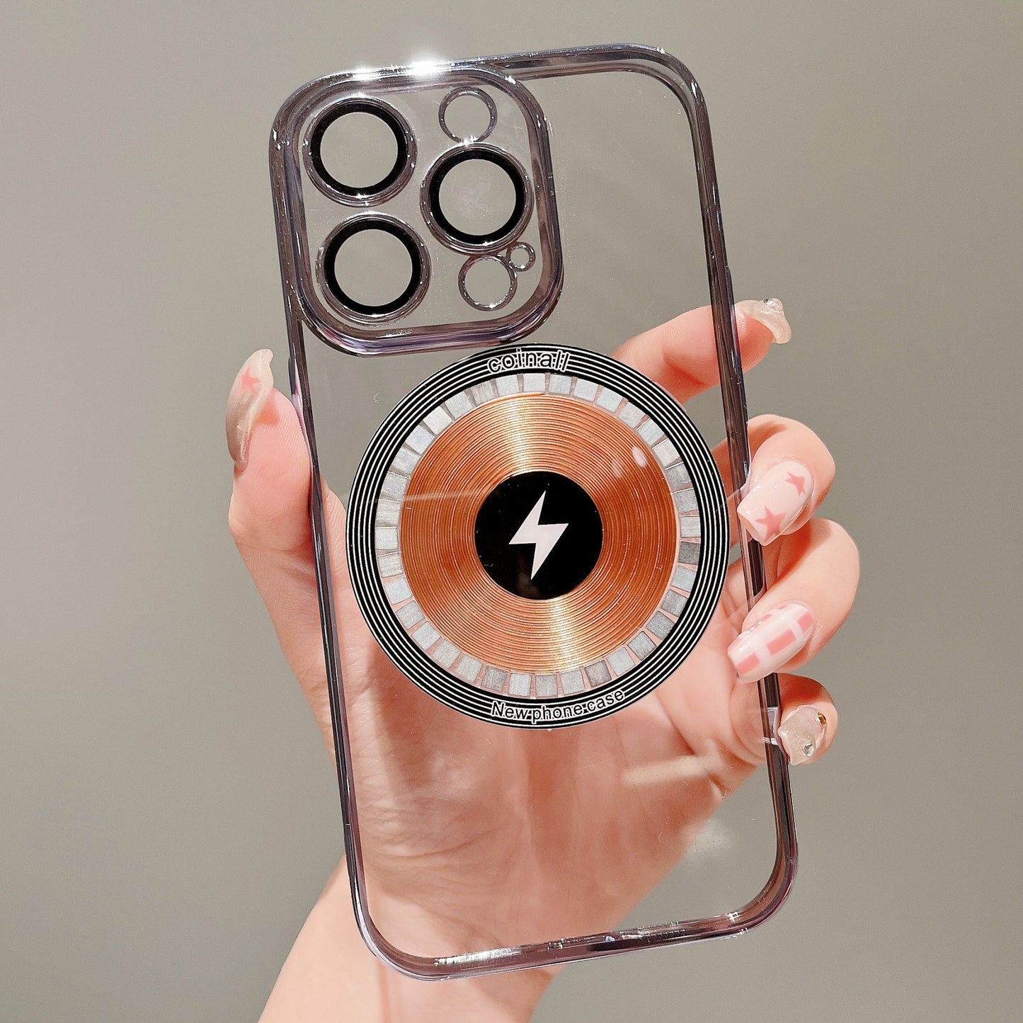 Transparent galvanised copper magnet shell for iPhone