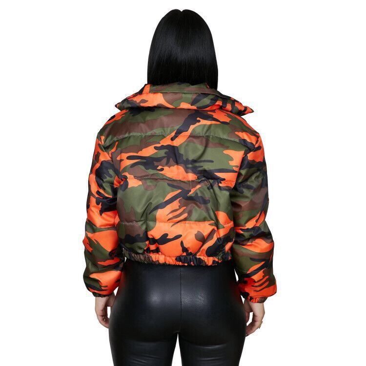 2022 Winter Women Camouflage Print Short Parkas