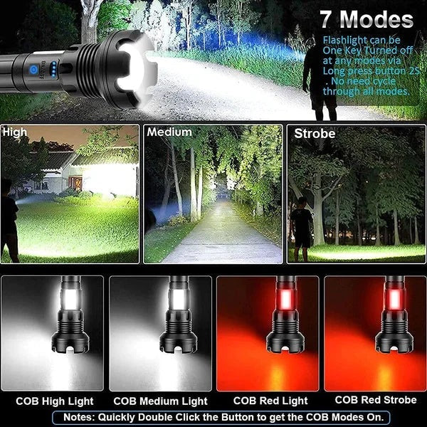 LED Rechargeable Tactical Laser Flashlight High Lumens