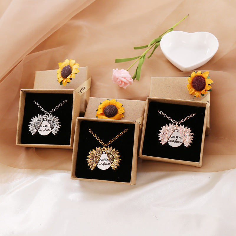 🌻"YOU ARE MY SUNSHINE" SUNFLOWER NECKLACE WITH GIFT BOX