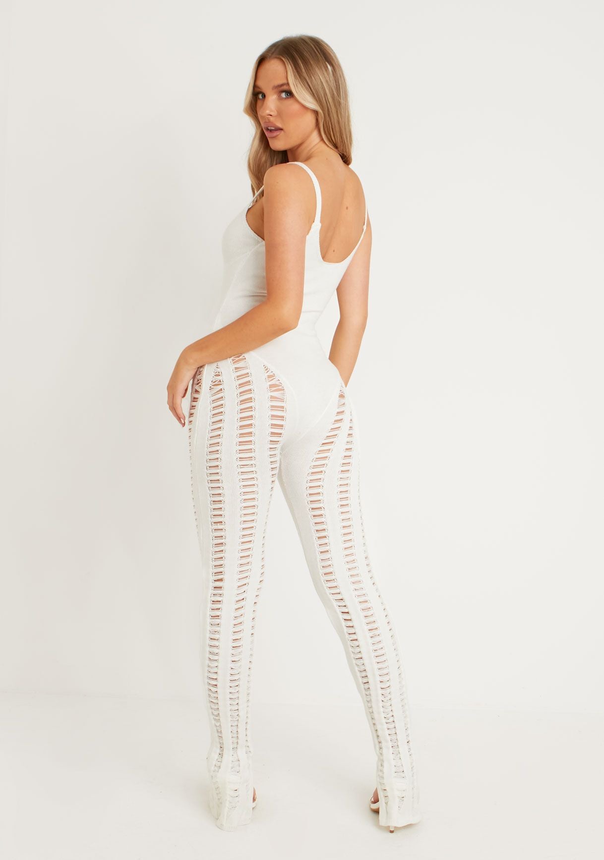 Hollow Laddered Knitted Seam Jumpsuit