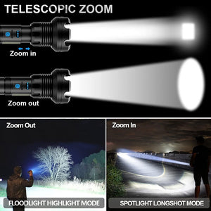 LED Rechargeable Tactical Laser Flashlight High Lumens
