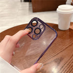 Load image into Gallery viewer, Plating Anti Yellow HD Clear Phone Case For iPhone 13 14 Pro Max with Lens Protector
