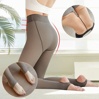 Women‘s Warm Skin-Transparent Velvet Leggings Comfortable Fleece Lined Tights