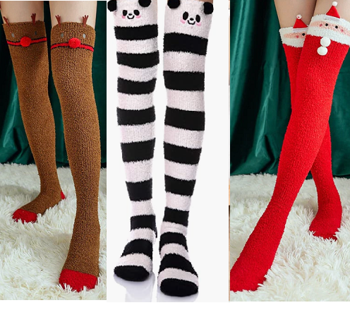 3 Pairs Soft Winter Warm Coral Fleece Knee Socks for Girls Women