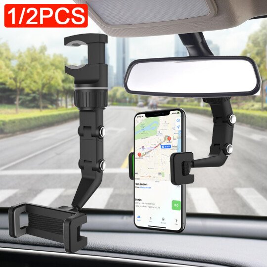 Multifunctional rearview mirror phone holder