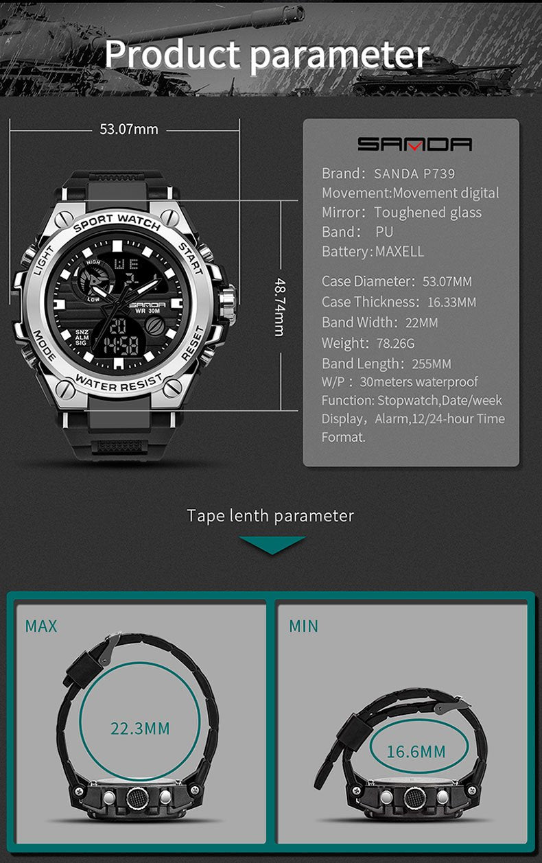 Vintage Men Military Style Watch Shock Sports Watches Waterproof