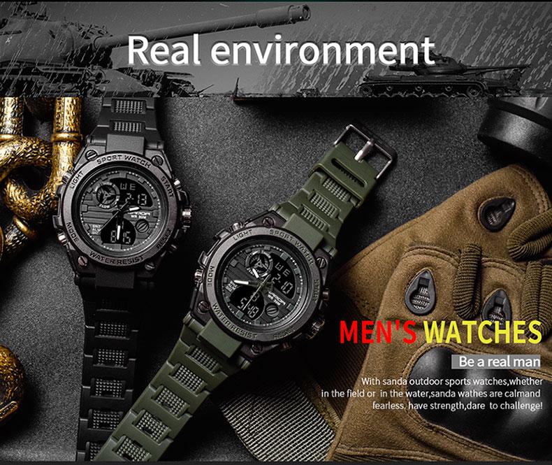 Vintage Men Military Style Watch Shock Sports Watches Waterproof