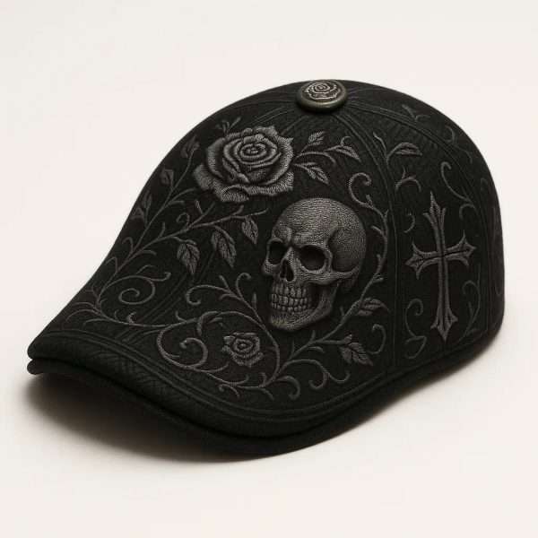 🔥Last Day 50% OFF💀Handcrafted Skull & Thorn Flat Cap🎁B